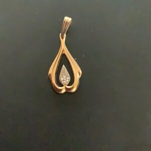 Vintage Elegant Gold and Silver Teardrop Pendant